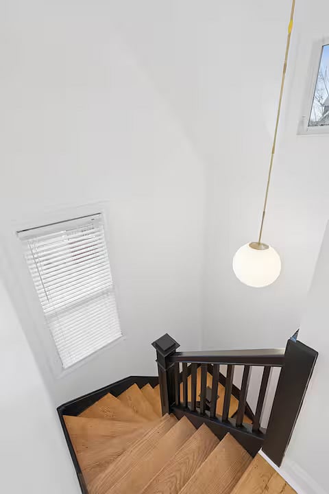 view from top of stairs