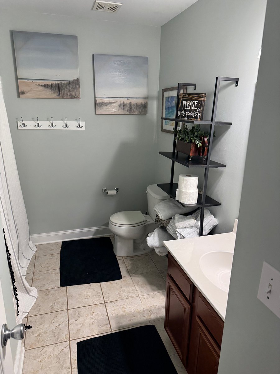 Private bathroom just across the hall.