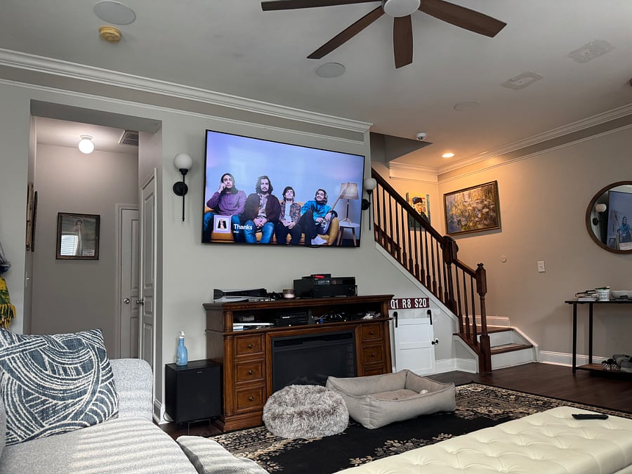 Shared entertainment system in the living room.