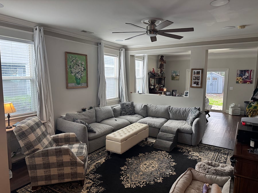 Plenty of seating in the living room area.