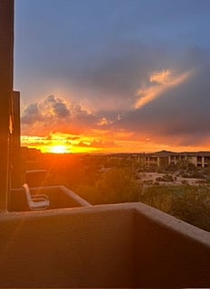 Sunset view from Master suite bedroom veranda. 