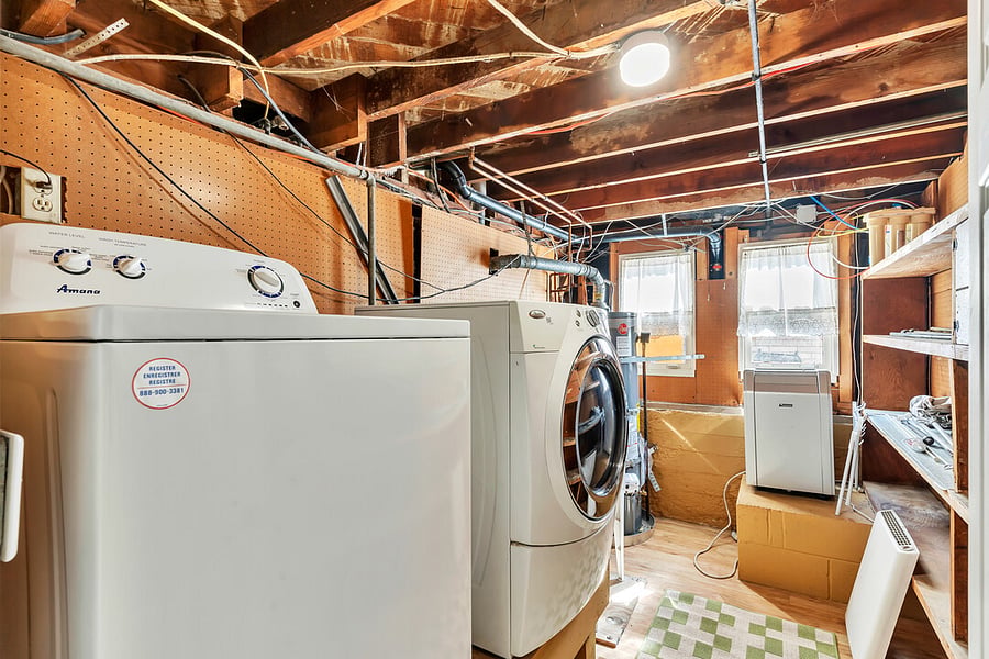 Laundry and storage in unit.