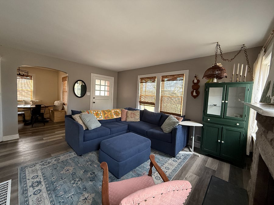 Living room, looking into the dining room.