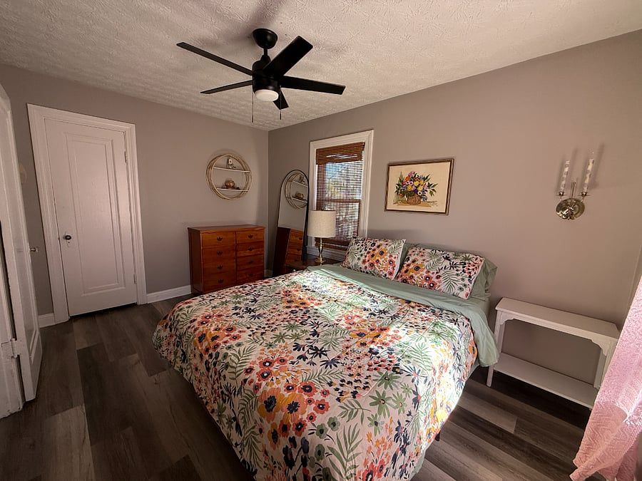 Bedroom closet is larger than it appears.