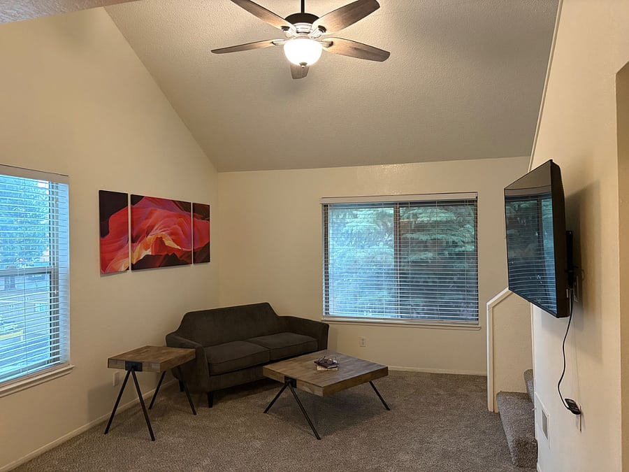Living room with vaulted ceiling
