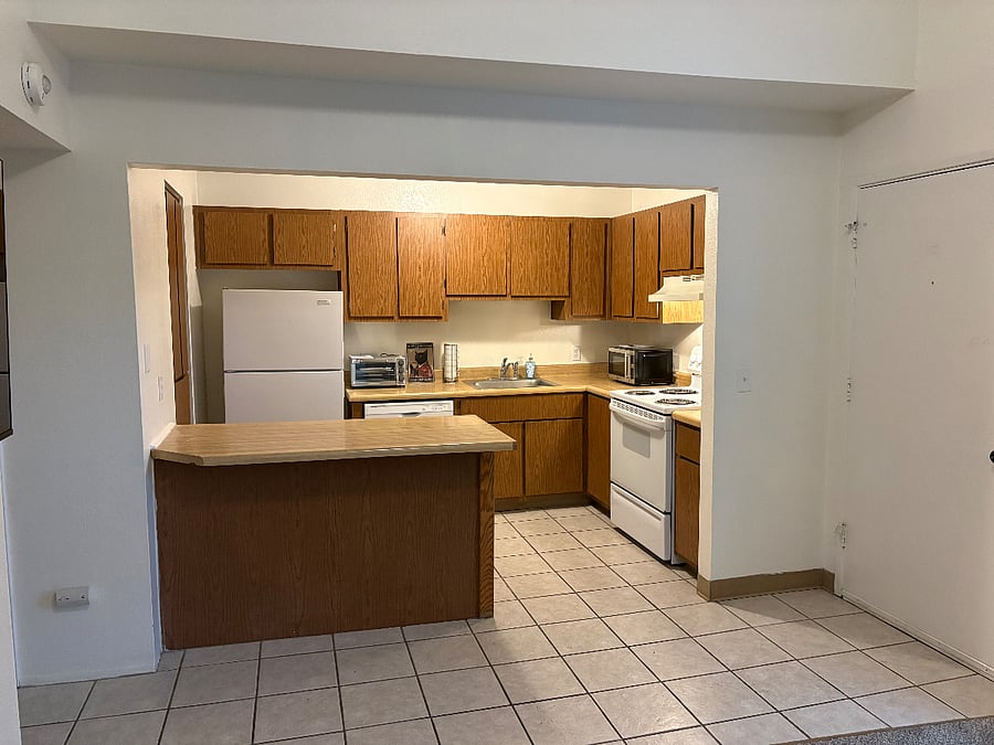 Kitchen area off living room
