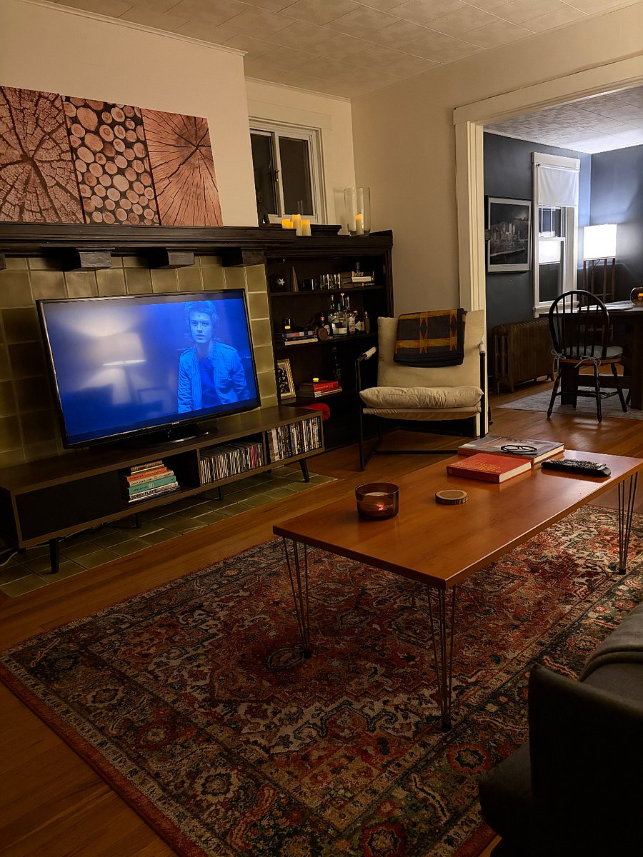 Smart TV with streaming apps.