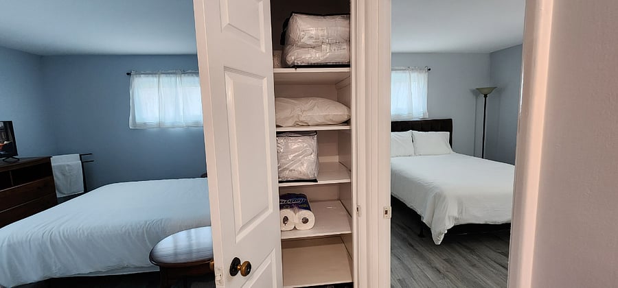 Hallway storage and bedrooms