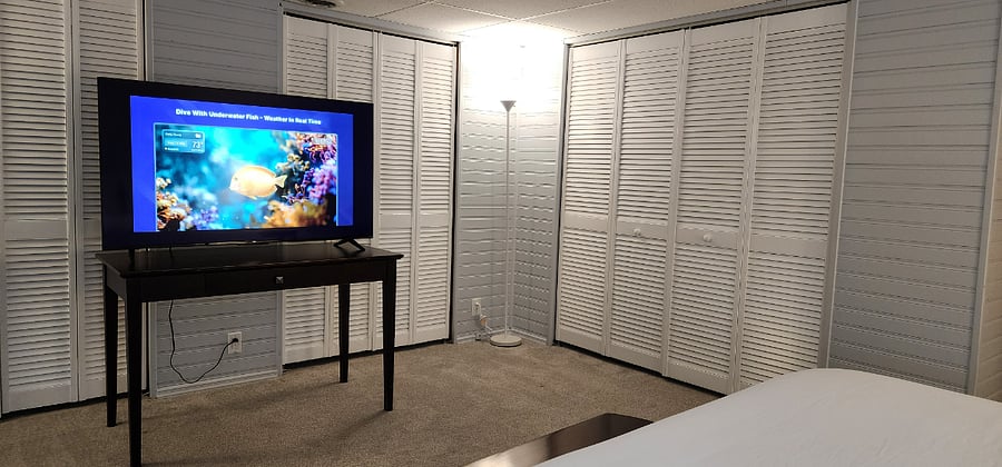 Lower level queen bedroom TV
