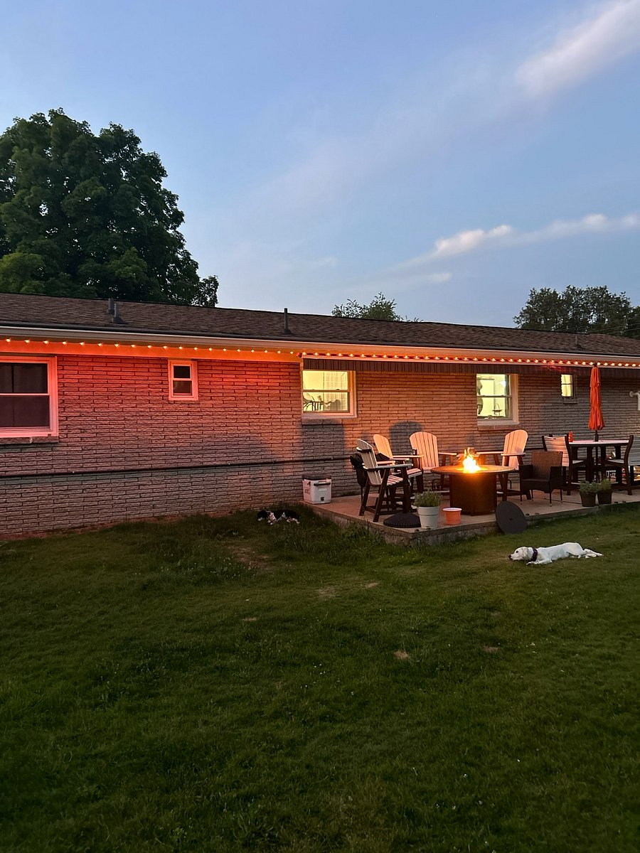 Back of home with firepit