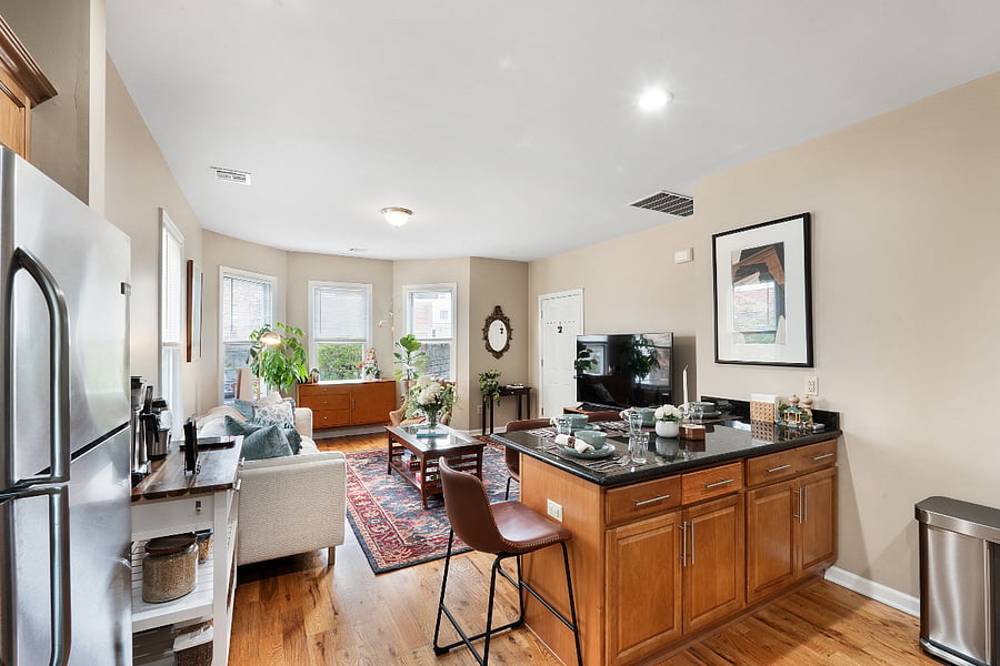 Kitchen facing Bay Windows