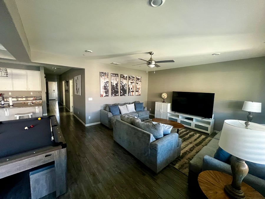 Shared common areas: Living room, Pool Table, Dining Room, Kitchen (Dishwasher not included).