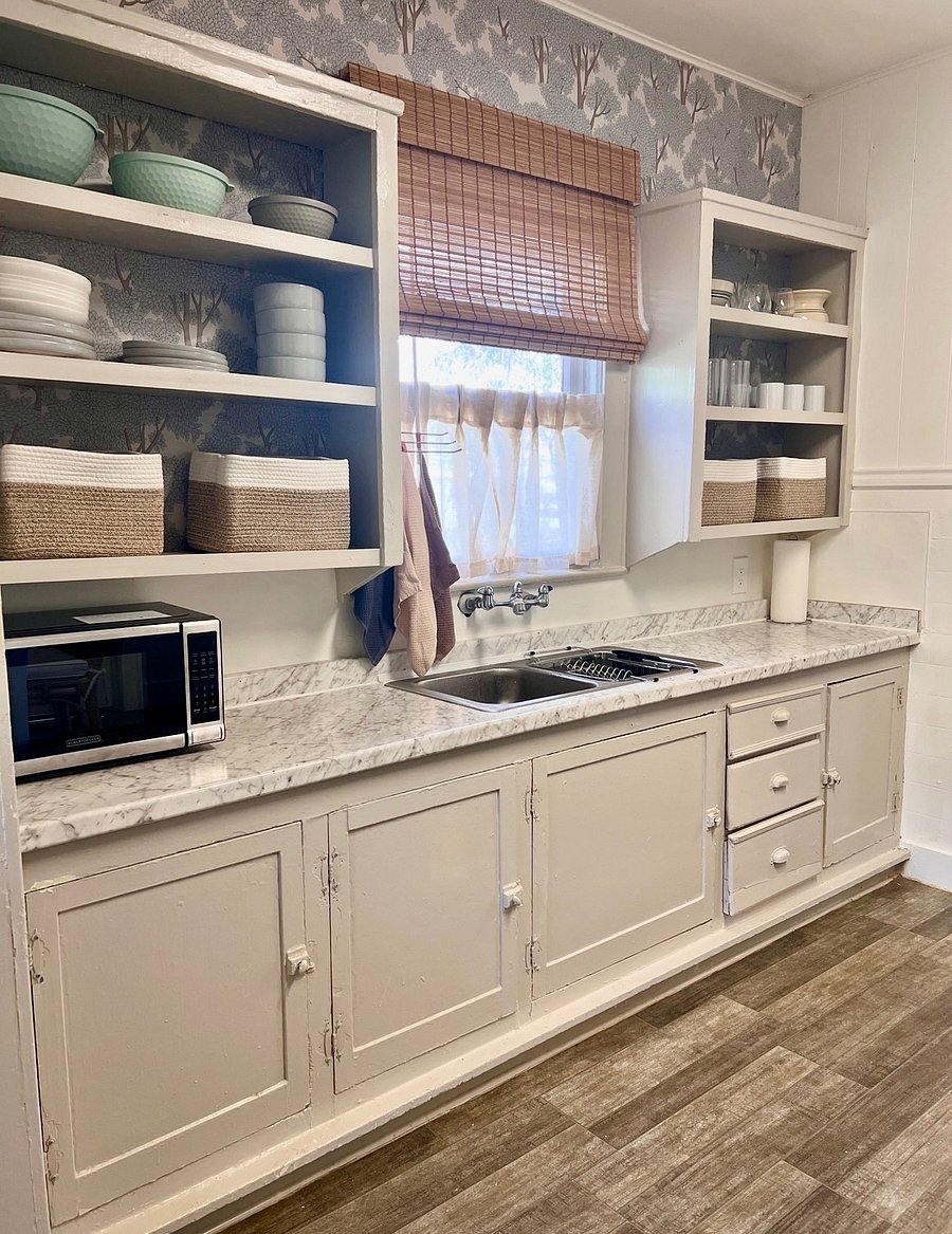 Fully equipped kitchen. Microwave, toaster, air fryer, coffee marker, hand mixer and more