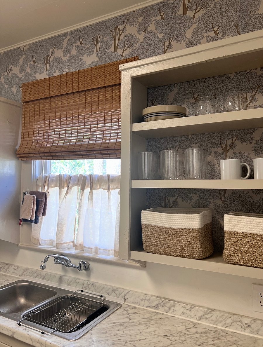 Fully equipped kitchen. Microwave, toaster, air fryer, coffee marker, hand mixer and more