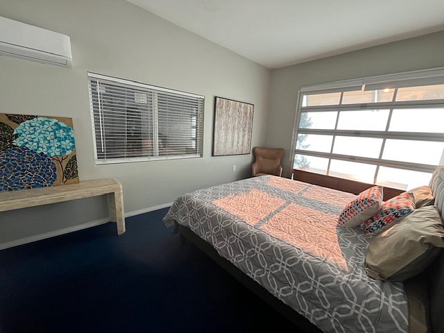 King size memory foam mattress, carpeted floor