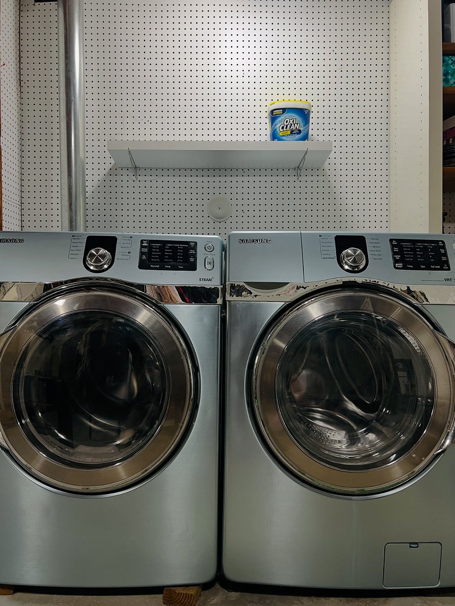 Washer, Dryer and Shelf for Supplies