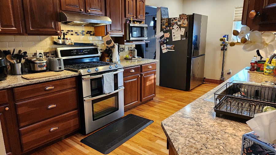 Up-stairs, shared kitchen. 