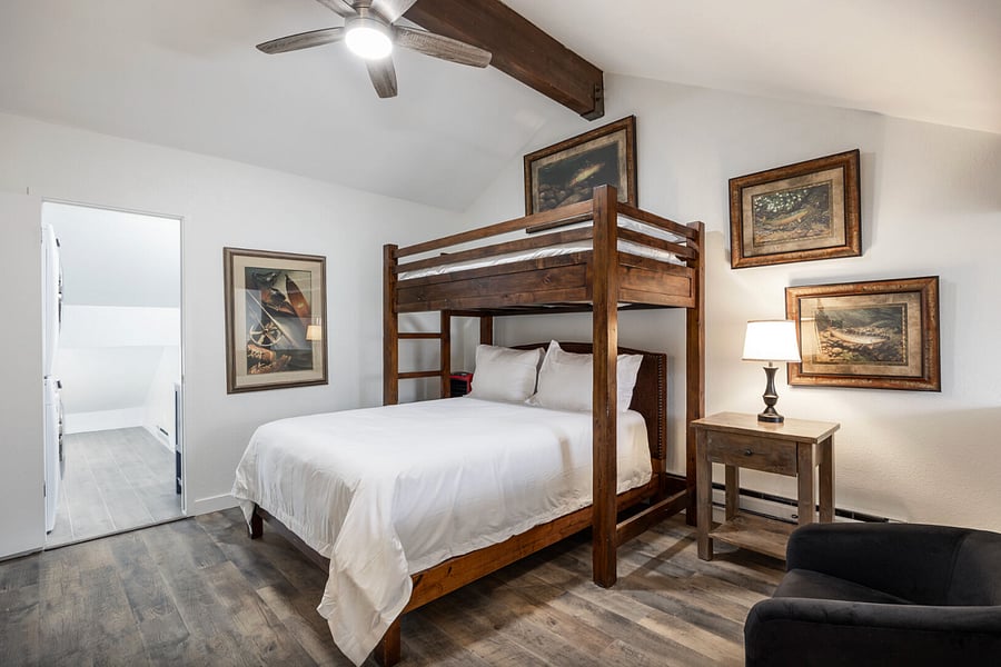 Upstairs Queen Bed + Twin Bed with ensuite bath + W/D