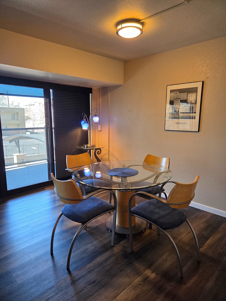 seporate dinning area with walk out to balcony