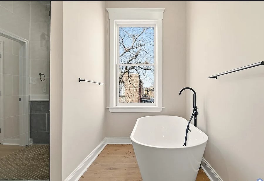 soaking tub in master bathroom