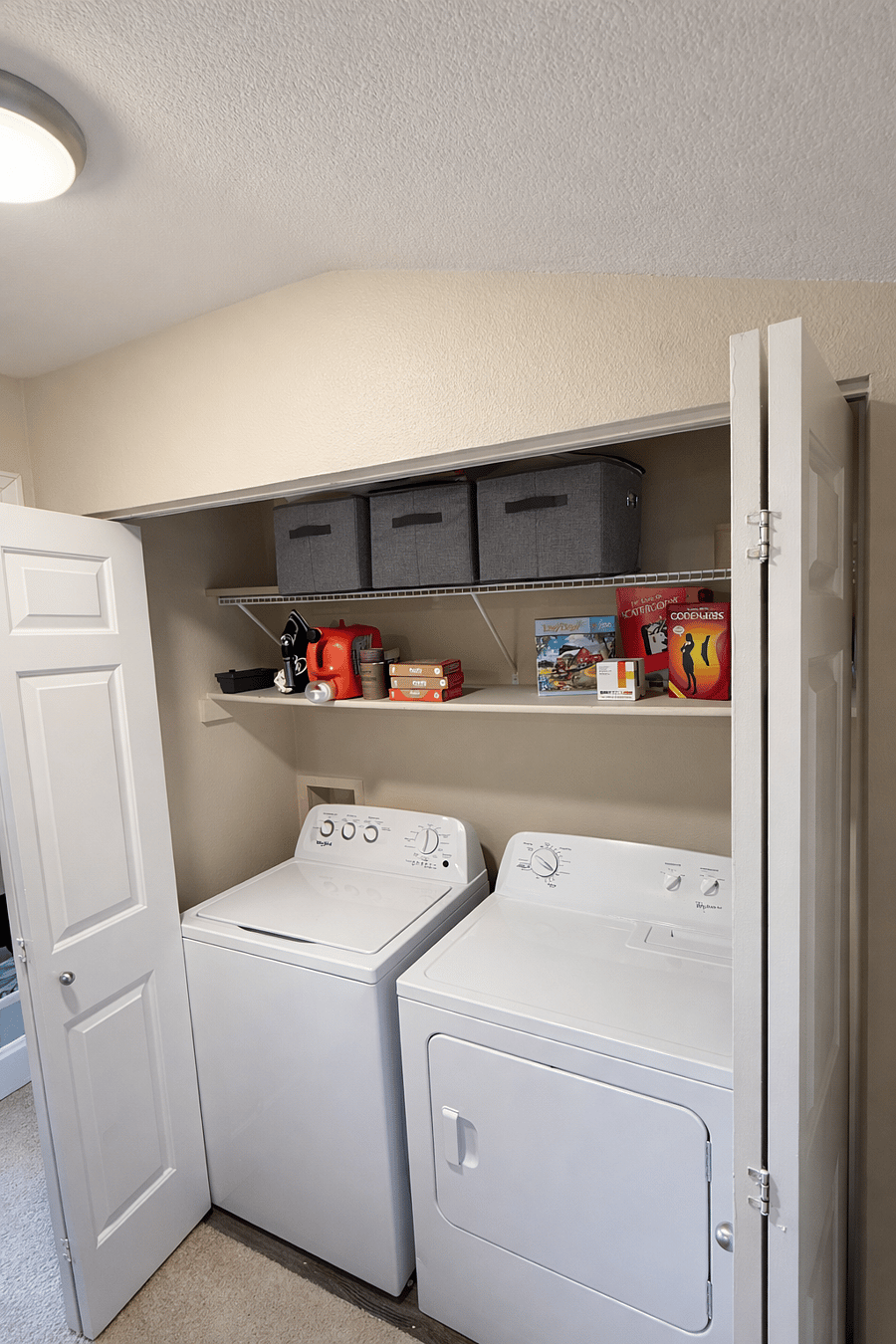 Washer and Dryer outside of master bedroom on the second floor