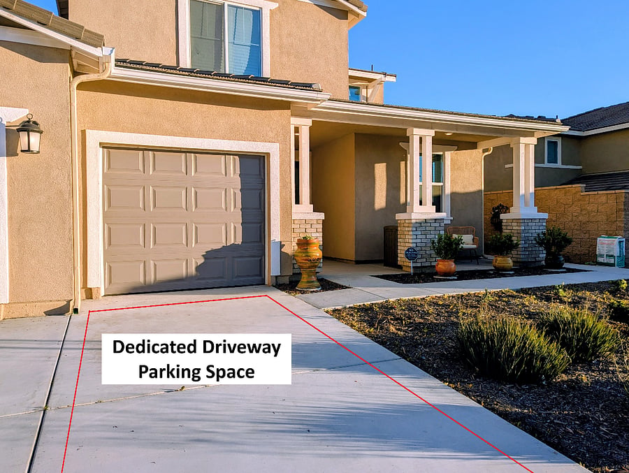 A dedicated driveway parking space (up to 2x cars) with quick, easy walk to apartment entrance.
