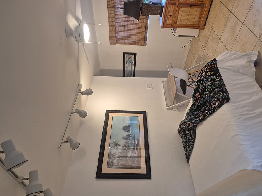 Double bed in open area
