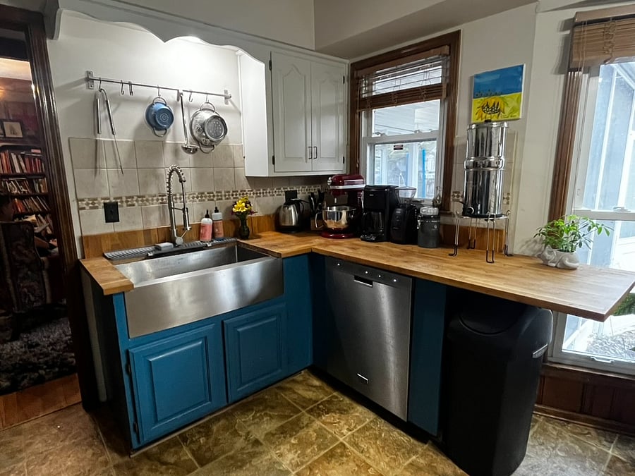 Kitchen with dishwasher.