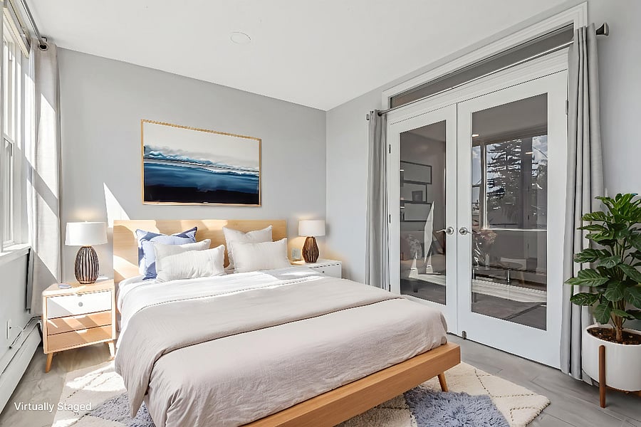 Virtually staged bonus room as a guest room