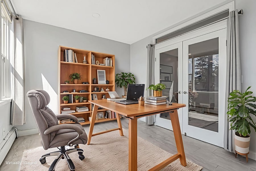 Virtually staged bonus room as a home office