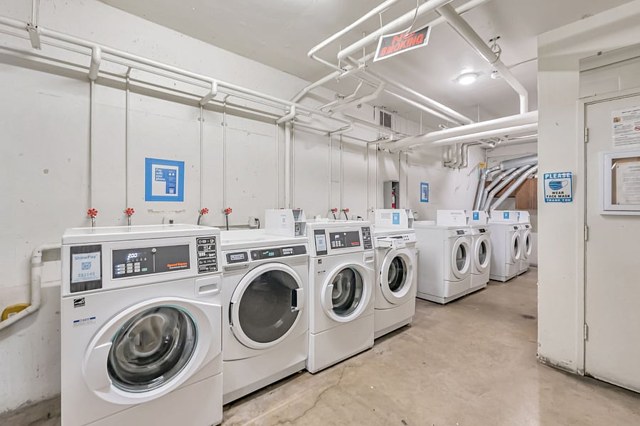App operated laundry at garage level