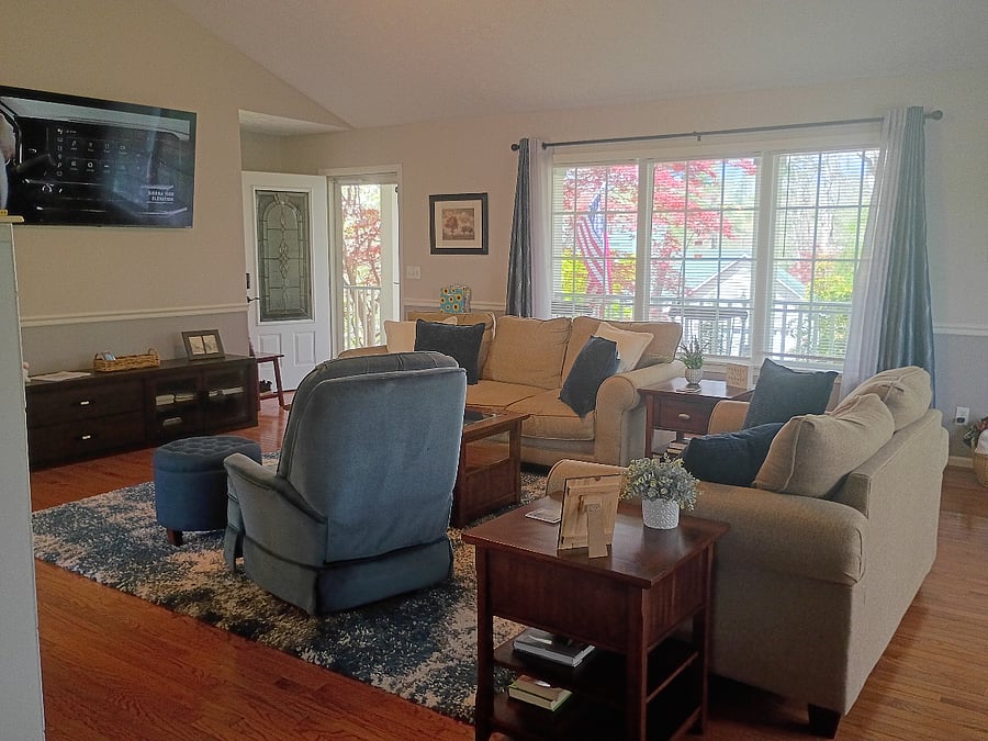 In the living room, you will find a large Smart TV for your entertainment.