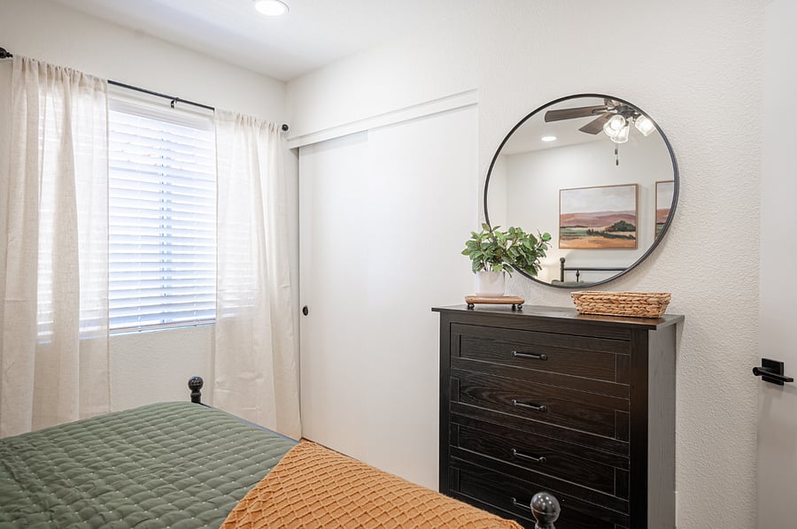 Our queen size bed, closet and drawers provides plenty of room for a long term stay