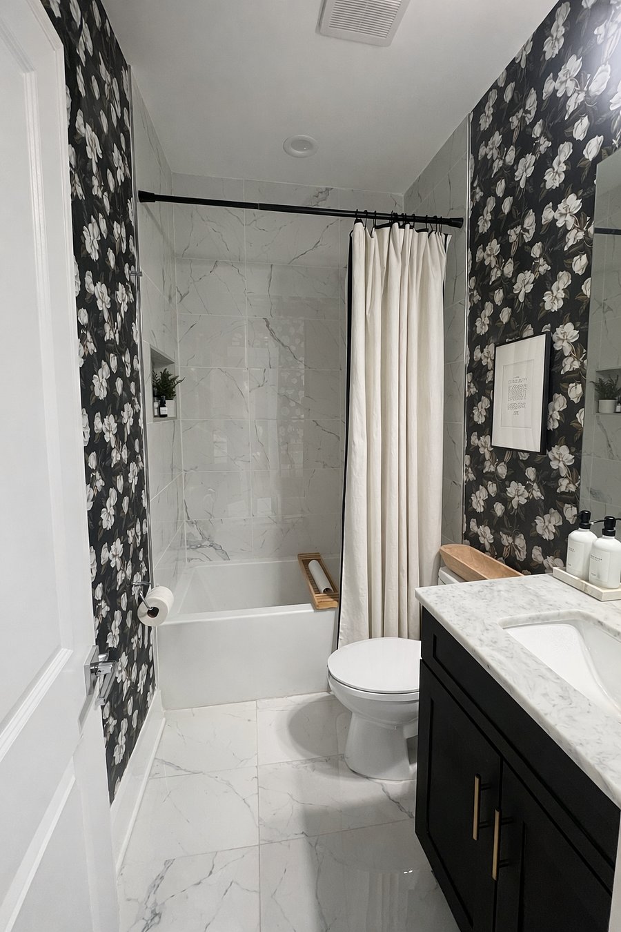 This bath is right off of the living room area