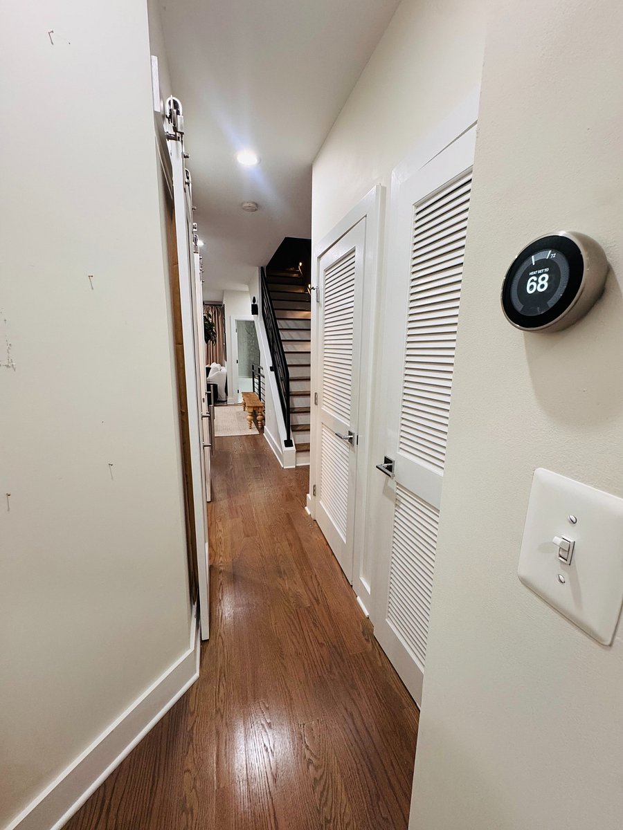 Washer and dryer are located in the hallway closet