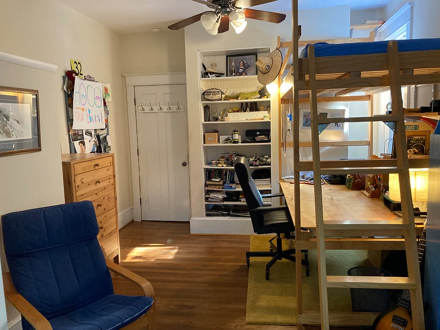 Lower level bedroom with loft bed and full sleeper sofa