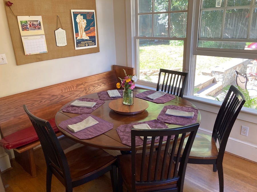 Kitchen table expands to seat 6