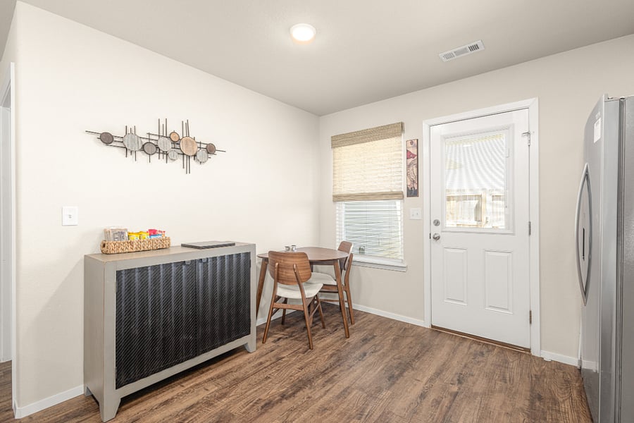 There is ample storage in the cabinet to be used for pantry items or additional small appliances.