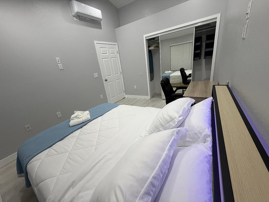 Bedroom with Queen Bed and Desk