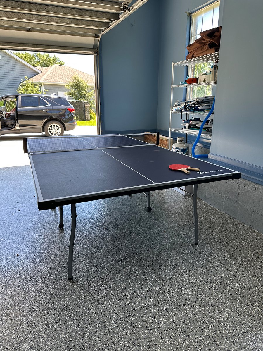 Ping pong table in the garage