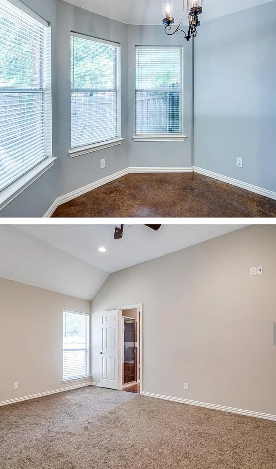 Dining room area currently has a high top table with chairs.