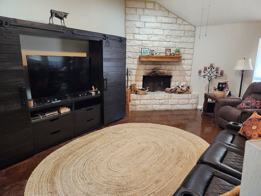 Fireplace is fully functional and warms the living room. 