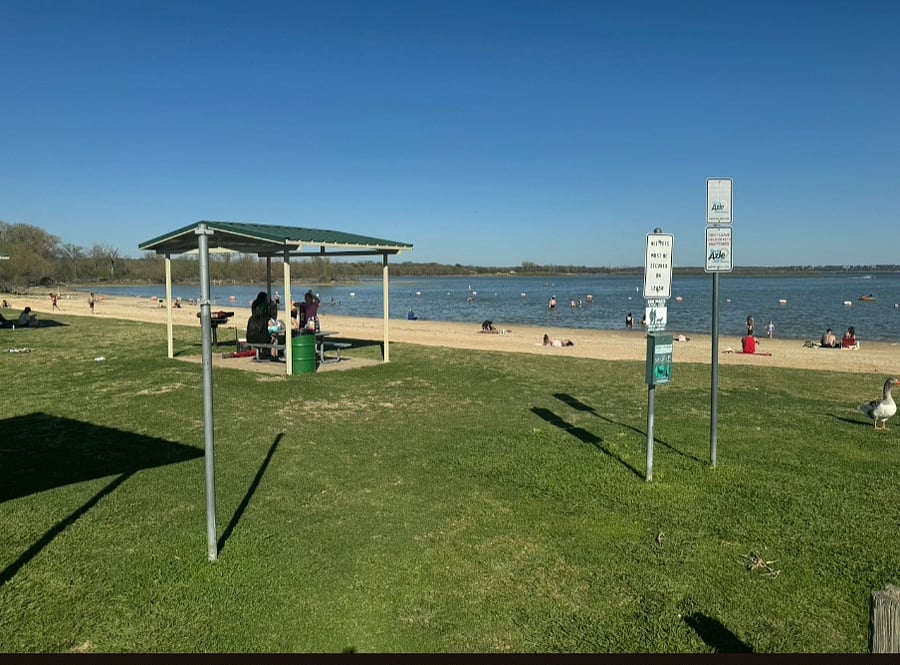 Shady Grove Beach. Covered picnic tables, grills and Beach l.