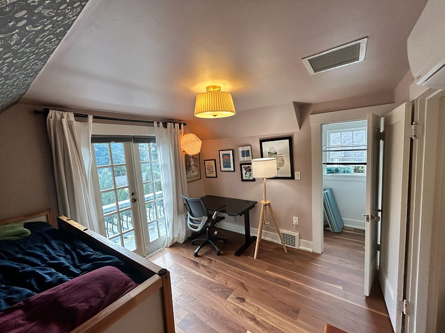 Second bedroom. Alternate view showing closet and balcony more clearly.