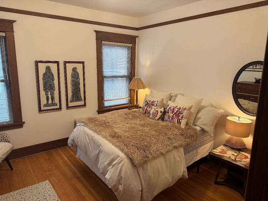 Bedroom #1 with closet, down comforter 