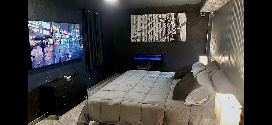 2nd Bedroom.  King-sized bed with desk
