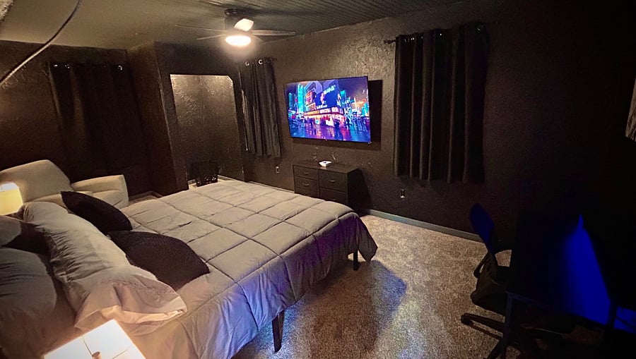 2nd Bedroom.  King-sized bed with desk