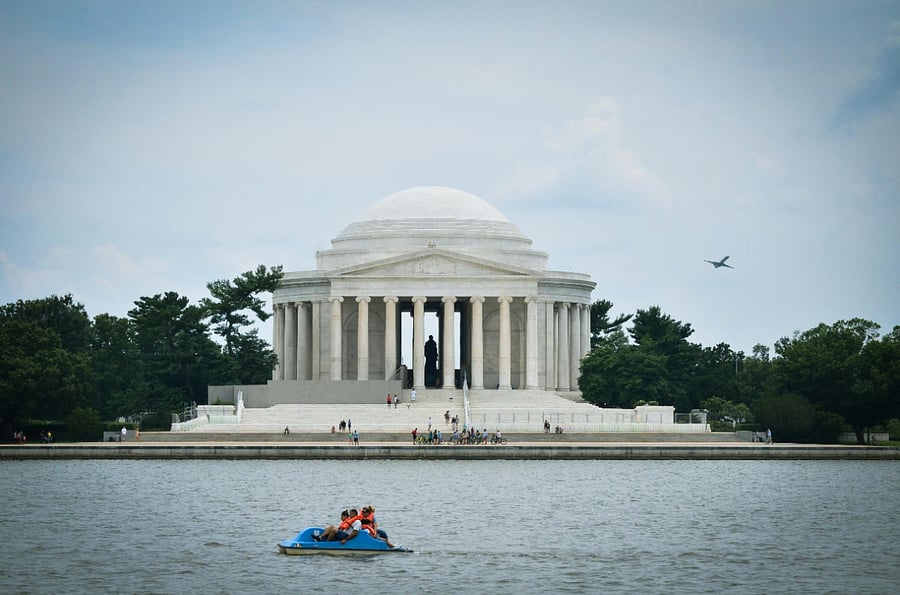 Jefferson Memorial and paddle boating on the Waterfront