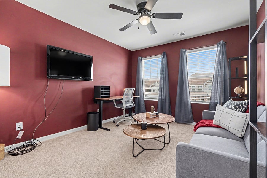 3rd bedroom with layflat futon and built in office setup