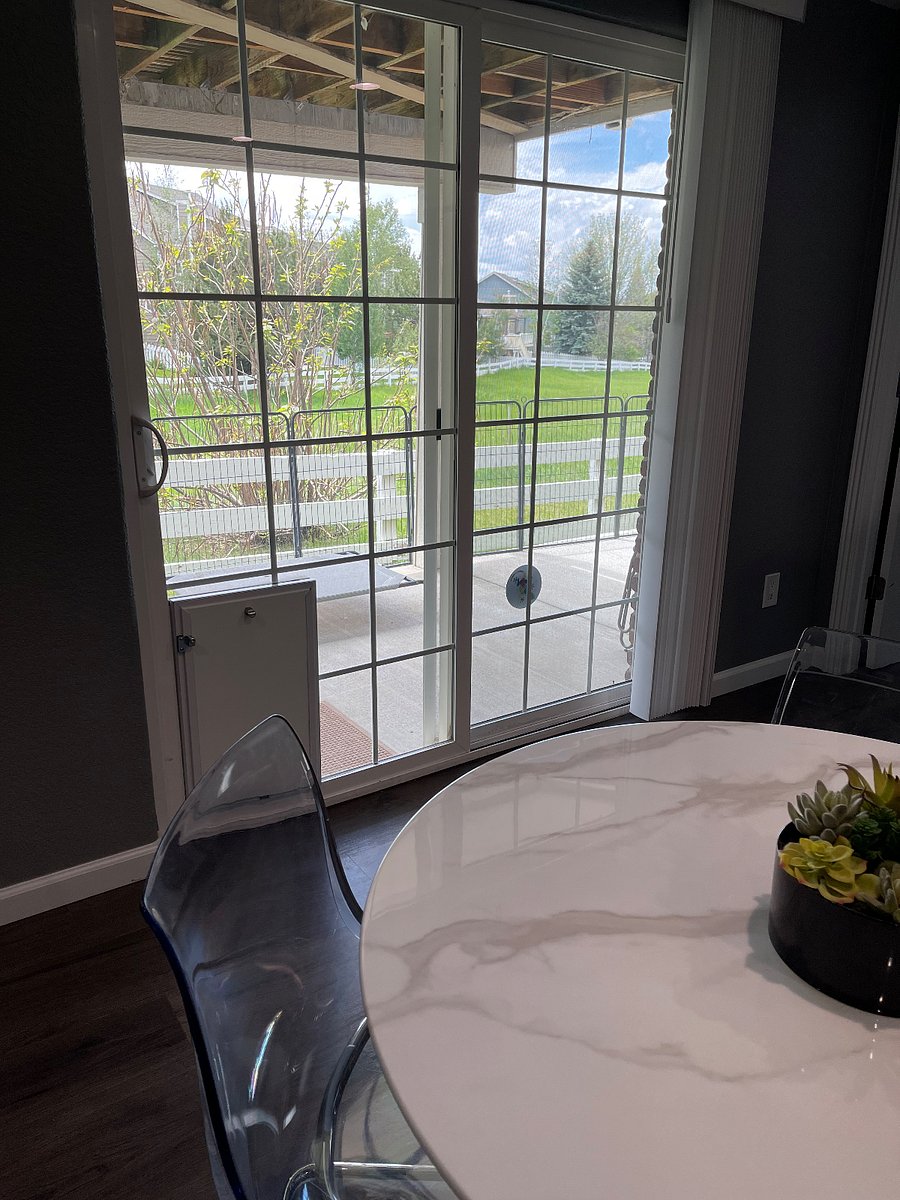 Patio with dog door